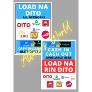 AW 2 in 1 SIGN MAYA PAYMAYA GCASH CASH IN CASH OUT  SIGNAGE + LOAD NA DITO GCASH LOAD CASHIN SIGNAGE