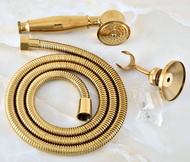 Luxury Gold Color Brass Telephone Hand Held Shower Head &amp; 1.5 m Hose Water Saving Handheld Sprayer Shower Set &amp; Shower Holder zhh044