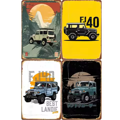 Classics Car FJ40 Series Best Land Cruiser 4wd Retro Poster Metal Sign Garage Club Indoor Room Wall 