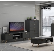 (High Quality✨) Modern Living Set 1.6m TV Console Shoe Cabinet Chest of 5 Drawers Coffee Table Wooden Furniture