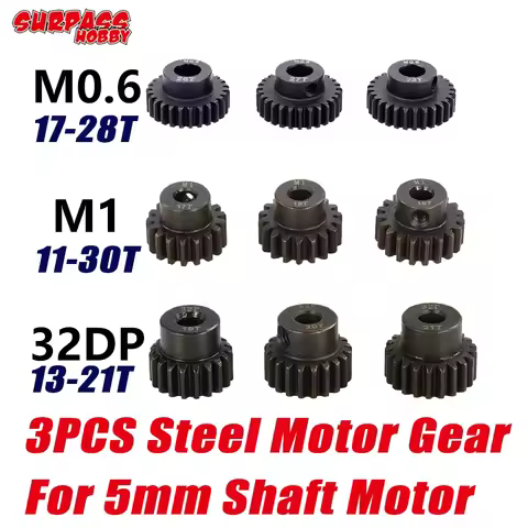 Surpass Hobby M1 M0.6 Motor Gear 32DP M0.8 Motors Metal Pinion 32P for 1/10 1/8 1/12 Rc Car 5mm Shaf