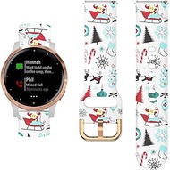 ViCRiOR Christmas Bands Compatible with Garmin Vivoactive 4S / Venu 2S/ Vivomove 3S Smart Watch, 18mm Soft Silicone Pattern Printed Floral Replacement Band for Fossil Women's Gen 5E 42mm/ Gen 6 42mm