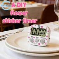 1pc DIY Floral Sticker Mini Timer, 8 Body Styles To Choose From, Digital Time Display, Minute/Second