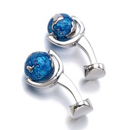 Fashion Globe Earth Cufflinks Blue Rotatable globe planet earth World Map Cuff links Christmas Gift 