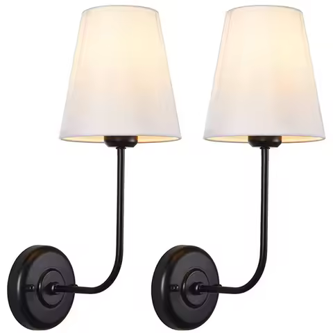 American Country Wall Lamp With single-Head Iron Fabric Cover European Style Living Room Hotel Room 