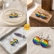 Taipei Ximen [PAR.T] Multi-Gem Rainbow Earrings Small Objects Accessories Wearing Six-Color Decorati