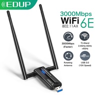 EDUP WiFi 6E Wireless Network Card 3000Mbps USB 3.0 WiFi Adapter Tri-Band 2.4G 5G 6G High Gain Anten