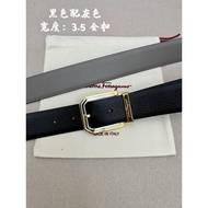 ◈☞☄ Ferra gamo classic mens belt/counter matching metal buckle/cowhide double-sided external use/cas