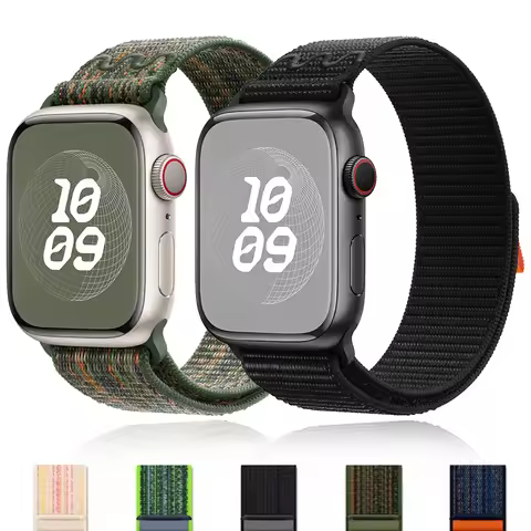 Nylon Loop Sport Strap For Apple Watch Band Ultra 49mm 45mm 40/44mm 41mm 38/42mm Bracelet For Nike i