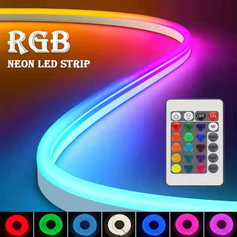 RGB Neon LED Lights with 24Keys Remote Flexible Neon Strip Lights RGB Rope Lights Gaming Led Neon Li
