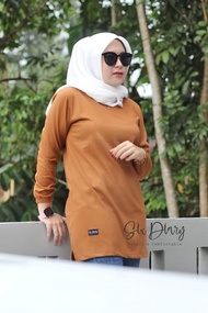 Kaos Wanita Atasan Wanita TUNIK POLOS COKLAT BELAH PINGGIR TANGAN KERUT SIX DIARY // SIX DIARY