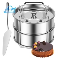2-Tiers Stainless Steel Steamer 2.4 Quarts Capacity with Lid Stackable Flan Pan Mold Nonstick Steame