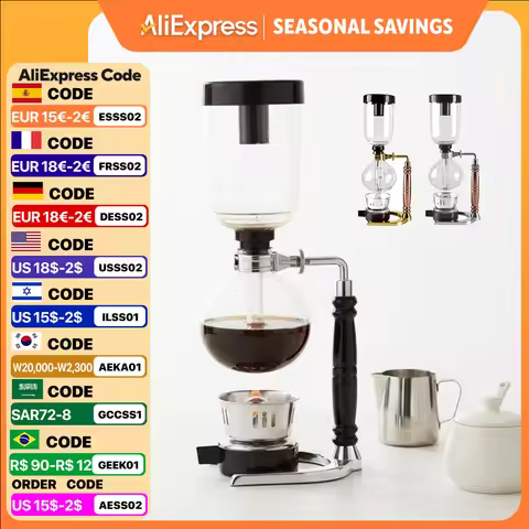 3/5Cups Syphon Pots High Quality Coffee Kettle Pot Set Filter Syphon Coffee Maker Tea Siphon Heat-Re