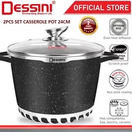 DESSINI ITALY 24cm Casserole Die Cast Aluminum Non Stick Stockpot Deep Soup Pot Bowl Periuk

