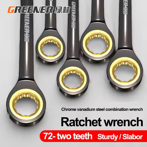 GREENERY Ratcheting Combination Wrench Set 6-30mm Metric Ratchet Wrench 72-Tooth Auto Repair Combina