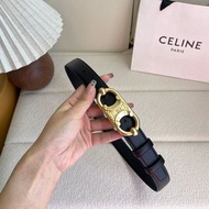 Celine 黑色牛皮橢圓扣皮帶（面寬2.5CM）- 歐碼75至110可選