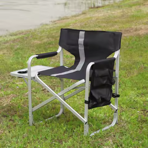 Outdoor Director's Chair with Side Table and Pockets - Lightweight Camping, Picnics, Fishing Chair -