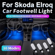 For Skoda Elroq 2024-2026 4 Heads Car Footwell Light 5V USB Powered Motion Sensor 10 Modes Non-Wire 