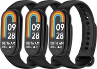 3 Pack Waterproof Bands Compatible with Xiaomi mi band 8, Classic Soft Sports Replacement Wristbands