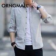 ORNGMALL Fashion Plaid Shirts Men Casual Shirts Korean Style Student Long-Sleeved Top Shirt for Men 
