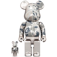 [SNOOZE STORE SG] MEDICOM TOY X BAPE SILVER CAMO SHARK BEARBRICK 400% + 100%