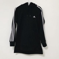 ADIDAS HOODIE 經典復古 三線 LOGO 保暖 休閒 長袖 修身 剪裁 連帽 帽T 前短後長 女版 黑色 XS號 CJ1931 CLT-W TP0_2401 #龍年行大運 TP0_24