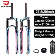 Bolany Rainbow Front Fork 26/27.5/29er Supension Air Vacuum Plating MTB Bike Fork Aluminum alloy 120mm Bicycle Cycling