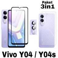 LAYAR 3 in 1 Vivo Y04/Y04S Full Screen Tempered Glass Package Anti-Scratch Glass