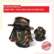 BS MALL UV Protection Army Outdoor Hat With Fully Cover Face /Topi Kain Kerja Askar Jepun