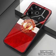 HP GUMIHO - Glossy Glass Glitter Case for Type TECNO POVA 6hp TECNO POVA 6 PRO/ Fashion CLUB BOLA MU