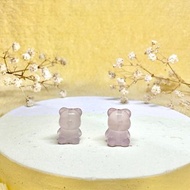 天然粉晶蝴蝶結小熊項鍊/手珠 可愛造型雕刻礦石飾品