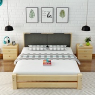 {SG Sales}Solid Wood Bed Double Bed Bedframe Wooden Bed Queen King Bed Modern Minimalist Double Bed Simple Rental Room Single Double Bed Frame