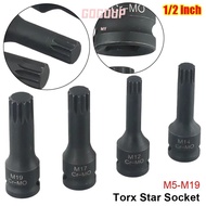 GOGUVO 1Pcs Electric Drill Socket Adapter, Long Bit 78mm Length 12 Point Torx Socket, M5-M19 Cr-Mo S