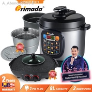 ▼✆✑Primada 8 Liter Jumbo Pressure Cooker PC8030 + FREE MARBLE SET/ELECTRIC MULTICOOKER/2 SS POTS/BBQ STEAMBOAT POT