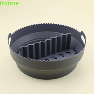 INSTORE Air Fryer Baking Pan, Foldable Silicone Air Fryer Baking Basket, Baking Molds Round with Dividing Pad Heat Safe Air Fryer Liner Oven