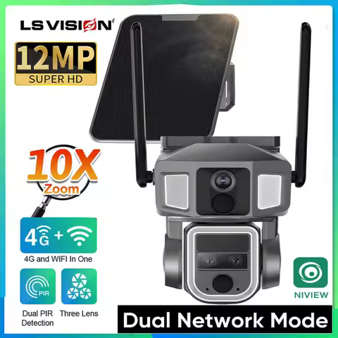 LS VISION 4G&WiFi 2 In 1 Solar Security Camera Outdoor Dual Screen 6K 10x Zoom Dual PIR Auto Trackin