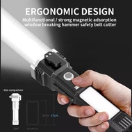 COB多功能車安全錘強光USB充電手電筒COB multi-purpose vehicle safety hammer strong light USB rechargeable flashlight