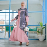 Baju Gamis Batik Wanita Modern Dress Muslim Batik Kondangan Pesta