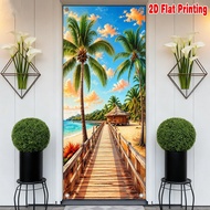 1pc, 2d flat printing Decoration Wall Banner 70.9x 35.4in party banner Tropical Beach Paradise Fabri