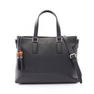 【二手】Gucci GUCCI 竹節流蘇兩用手提包 365346 黑色皮革竹節流蘇兩用手提包 女士二手 A