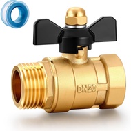 Garden Hose Brass Shut Off Valve Full Flow, No Restricted-Flow Water Shut-Off Connector, 3/4" GHT x 