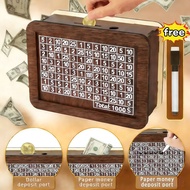 Tabung Duit Kayu with Numbers, Reusable Wooden Money Box Savings Planner - Budget Organizer Financia