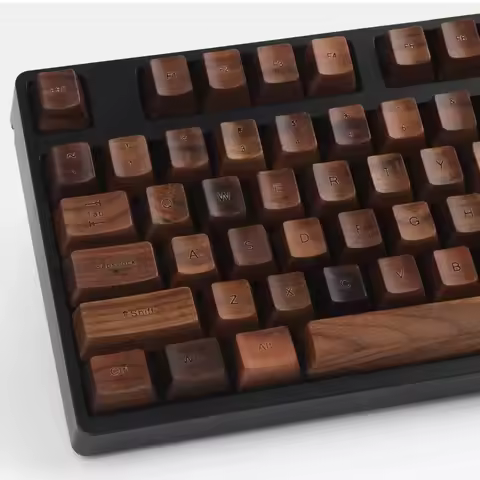 ECHOME Walnut Keycaps Set Custom Beech Wood Artisan Keycaps 64/87/980 OEM Wooden Key Caps Mechanical