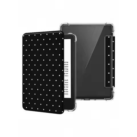 A white dot pattern ultra-thin transparent Kindle e-reader protective case,compatible with Kindle Pa
