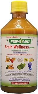Herbal Daily Bacopa Monnieri Brahmi for Brain and Memory Wellness Made Using Natural Herbs Brahmi Garlic Ginger Turmeric haldi Lemon Honey Apple Cider Vinegar