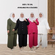 4911Amoree 36-52 Exclusive Kemeja Plus Size Set Seluar Ironless Sujuk / Kain Pasang Muslimah Pallazo Baju