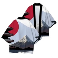 Cosplay Samurai Kimono Ladies Landscape Print Haori Street Kimono