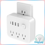 Bang Space Saving US Outlet Multipliers with 3 Slots Additional USB Port for Travel