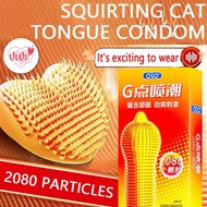 OLO Dotted Cat Tongue Condom Latex 10PCS Lubricated Kondom Berduri Men (Not Durex) OLO G点喷潮颗粒10片装避孕套