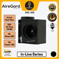 Airegard SNS-350 - 6" Exhaust Fan Ventilator [In-Line Series] /Ceiling Air Ventilation Exhaust Fan S